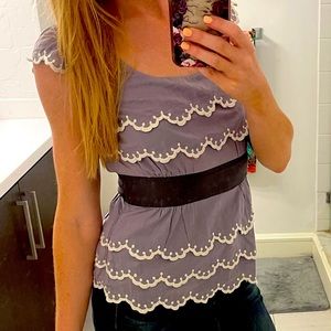 Anthropologie floreat ice capped peplum top